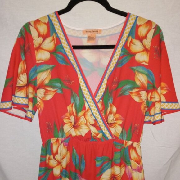 Flying Tomato Red Magnolia Floral Maxi Dress M L XL - Picture 2 of 2